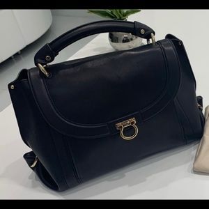 100% Authentic Salvatore Ferragamo black leather handbag